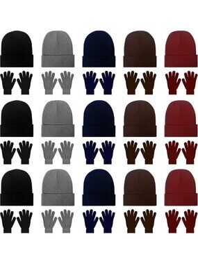 30 Pack Winter Beanie Hats & Gloves Set for Men & Women - Cozy Cold Weather Gift
